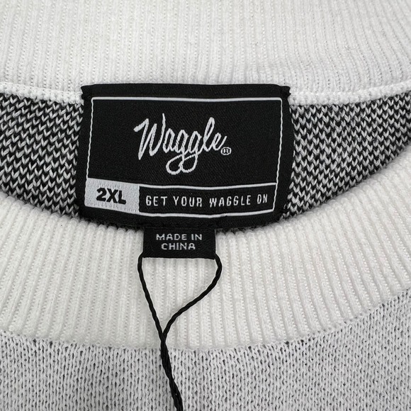 Waggle Loon Call Wildknit Crewneck Sweater Mens 2XL White Black Graphic Bird - Picture 5 of 11